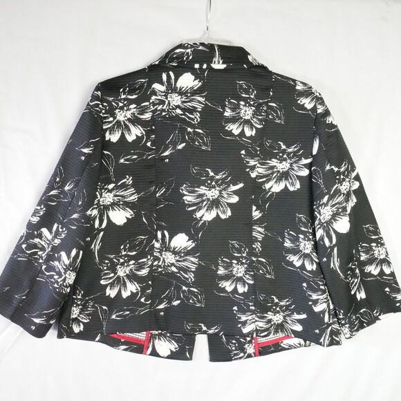Christopher & Banks Womens Size S Flower Print Black & White Jacket One Button - Picture 6 of 11
